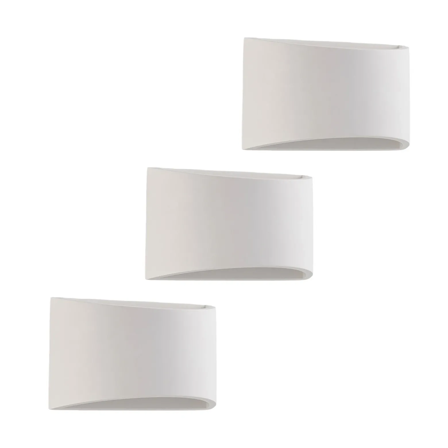 Aplique de pared Lindby Heiko, set de 3, arriba/abajo, escayola, blanco