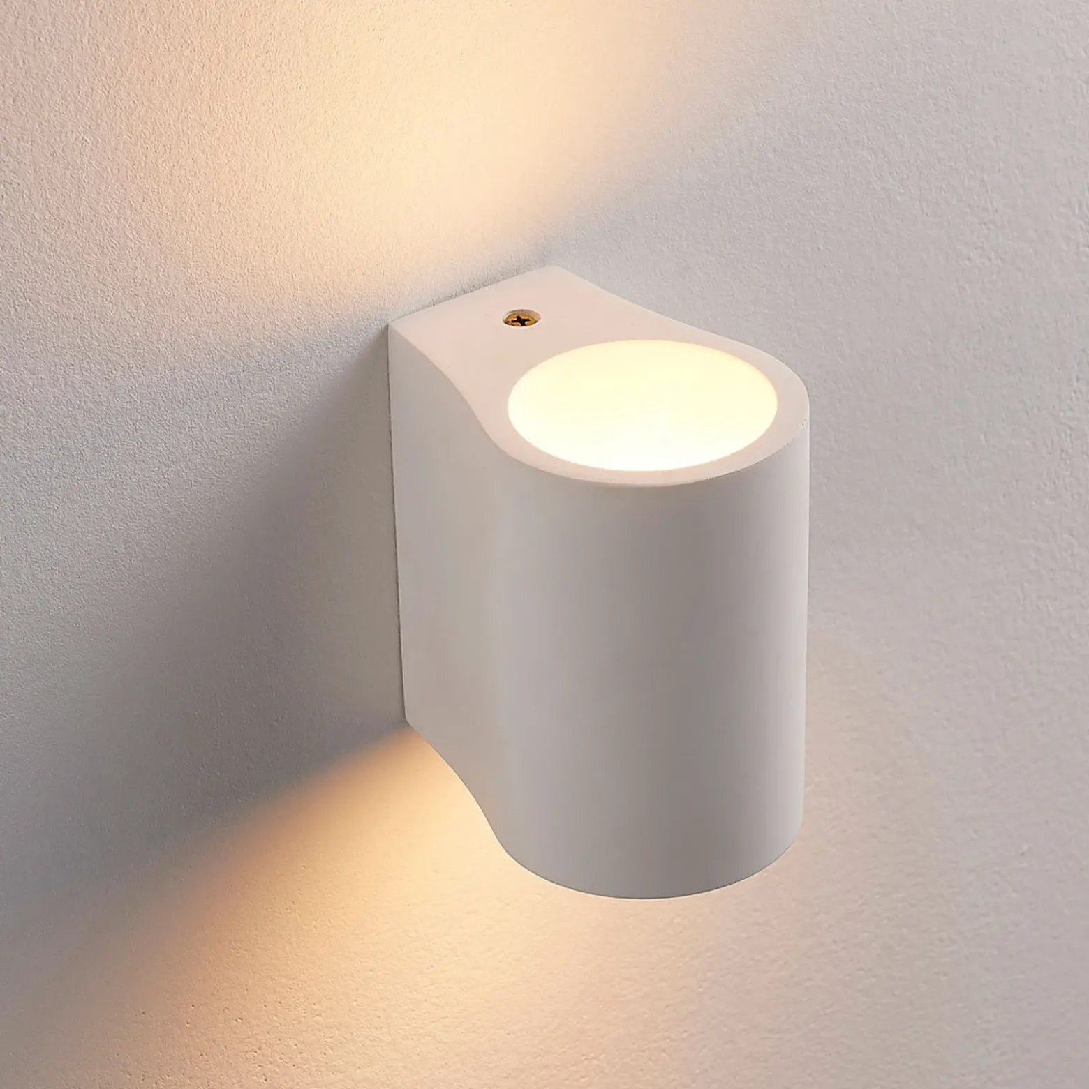 Aplique de pared Lindby Jannes, redondo, blanco, escayola, G9, pintable