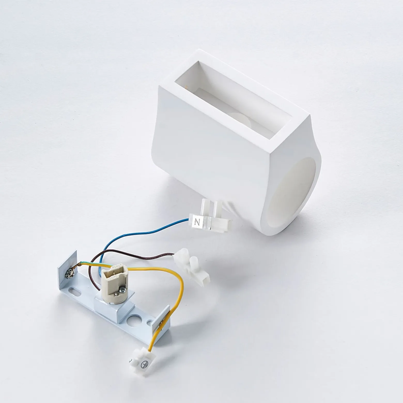 Aplique de pared Lindby Jannes, redondo, blanco, escayola, G9, pintable