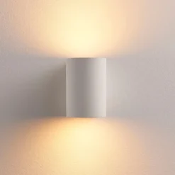 Aplique de pared Lindby Jannes, redondo, blanco, escayola, G9, pintable