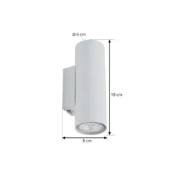 Aplique de pared Lindby Joffrey, 18 cm, blanco, arriba/abajo, GU10