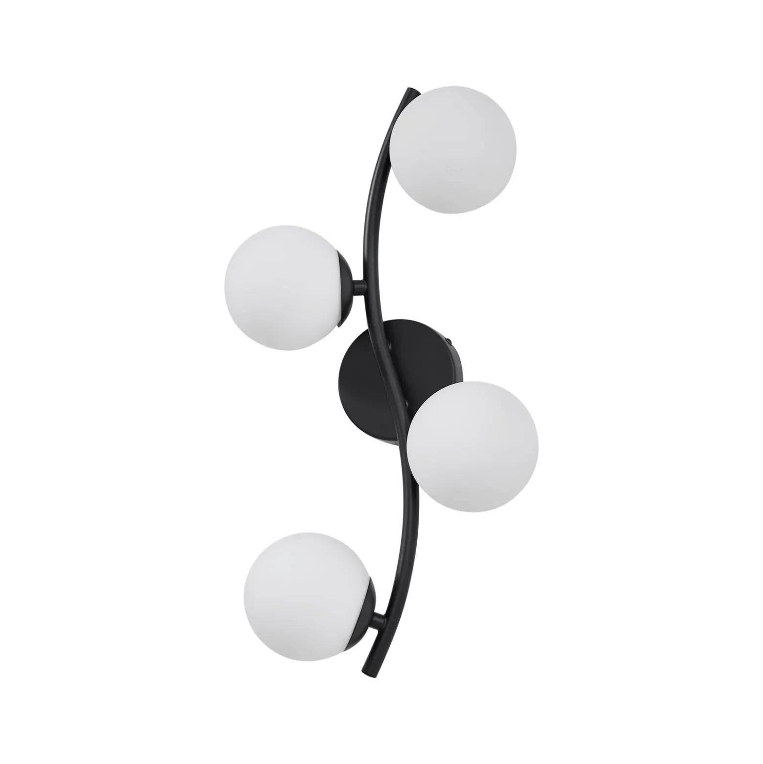 Aplique de pared Lindby Josiana, ópalo/negro, 48 cm, esférico, cristal