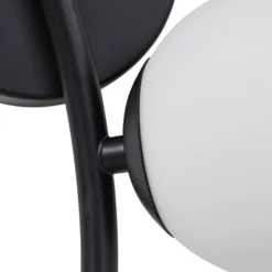 Aplique de pared Lindby Josiana, ópalo/negro, 48 cm, esférico, cristal