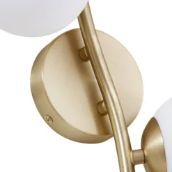 Aplique de pared Lindby Josiana, ópalo/latón, 48 cm, esférico, cristal