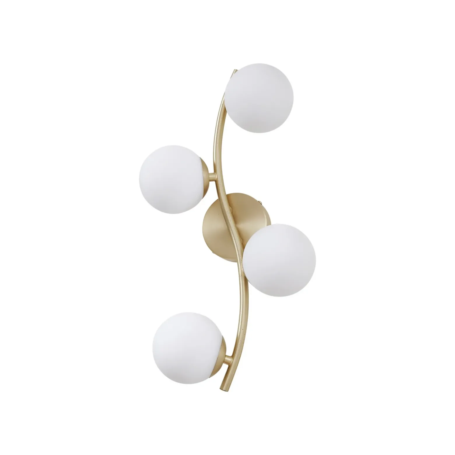 Aplique de pared Lindby Josiana, ópalo/latón, 48 cm, esférico, cristal