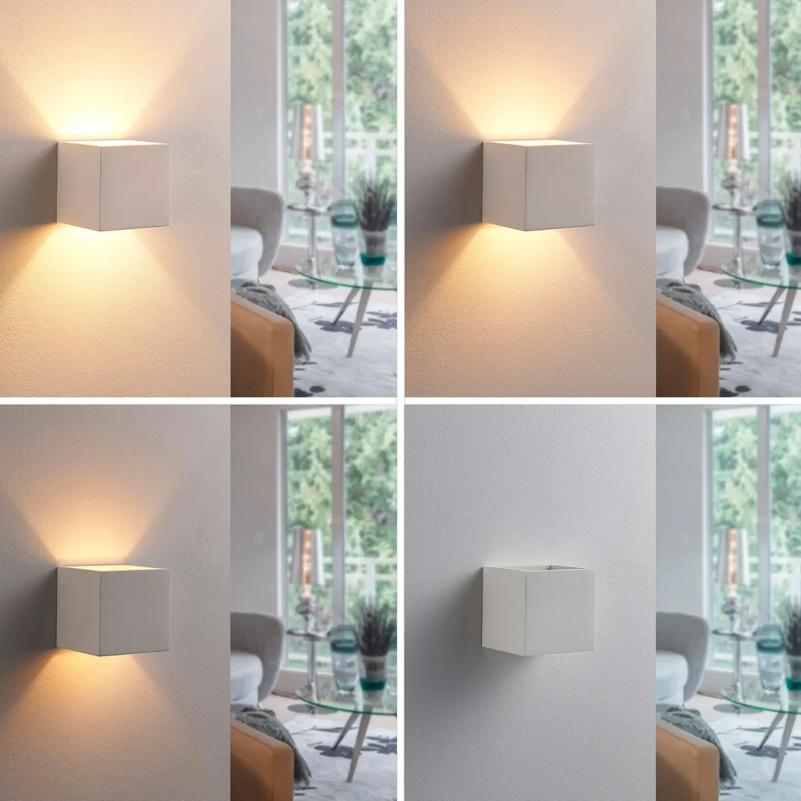 Aplique de pared Lindby Kay, blanco, escayola, 11,5 x 11,5 cm