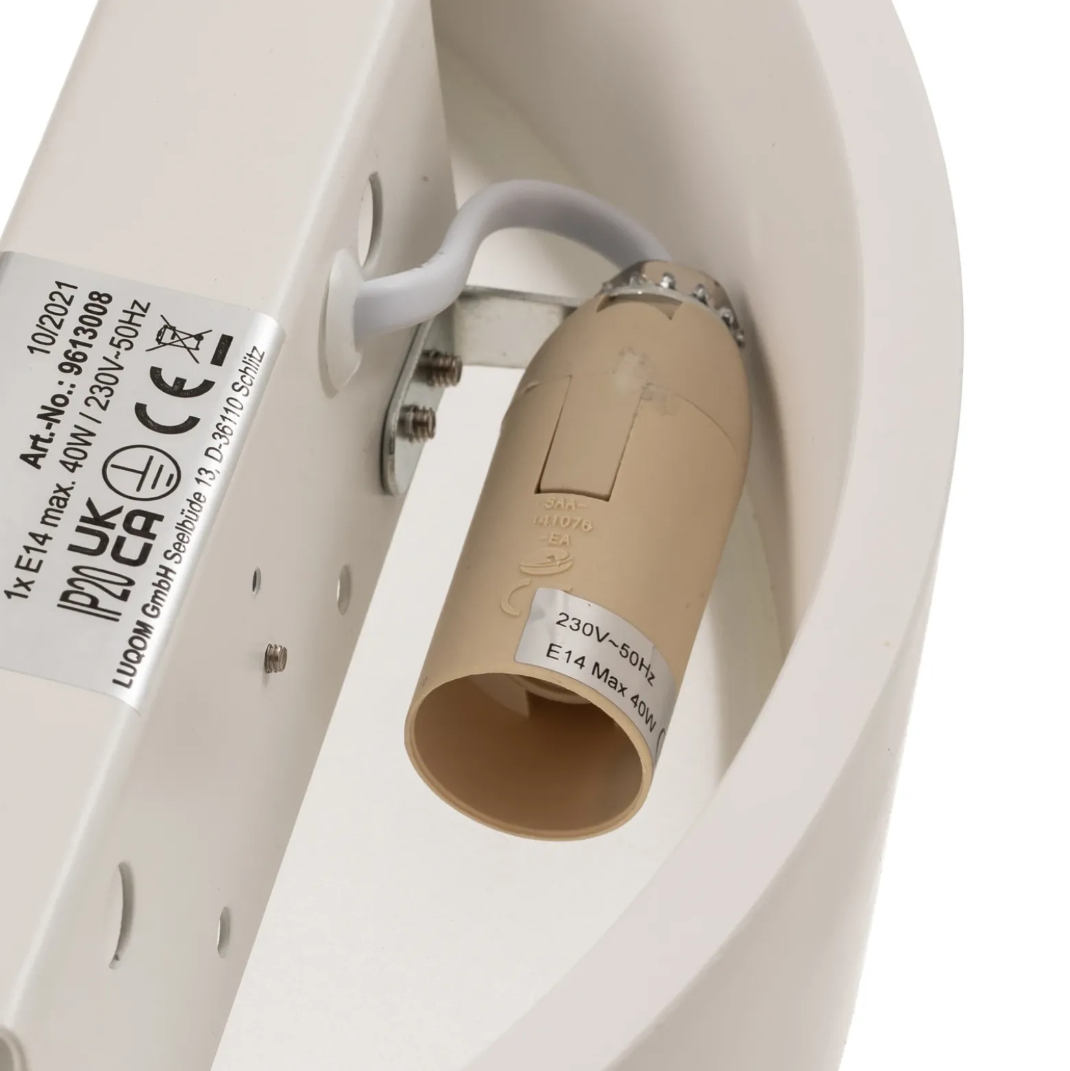 Aplique de pared Lindby Konstantin, ancho 30 cm, blanco, escayola, E14