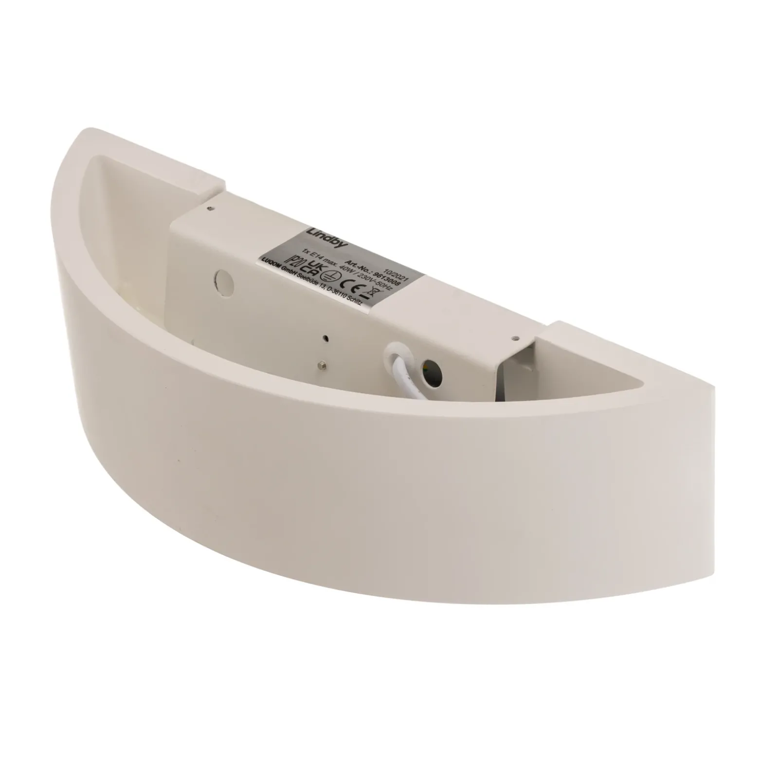 Aplique de pared Lindby Konstantin, ancho 30 cm, blanco, escayola, E14