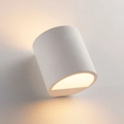 Aplique de pared Lindby Krista, blanco, escayola, arriba/abajo, pintable, G9