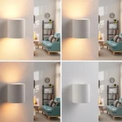 Aplique de pared Lindby Krista, blanco, escayola, arriba/abajo, pintable, G9