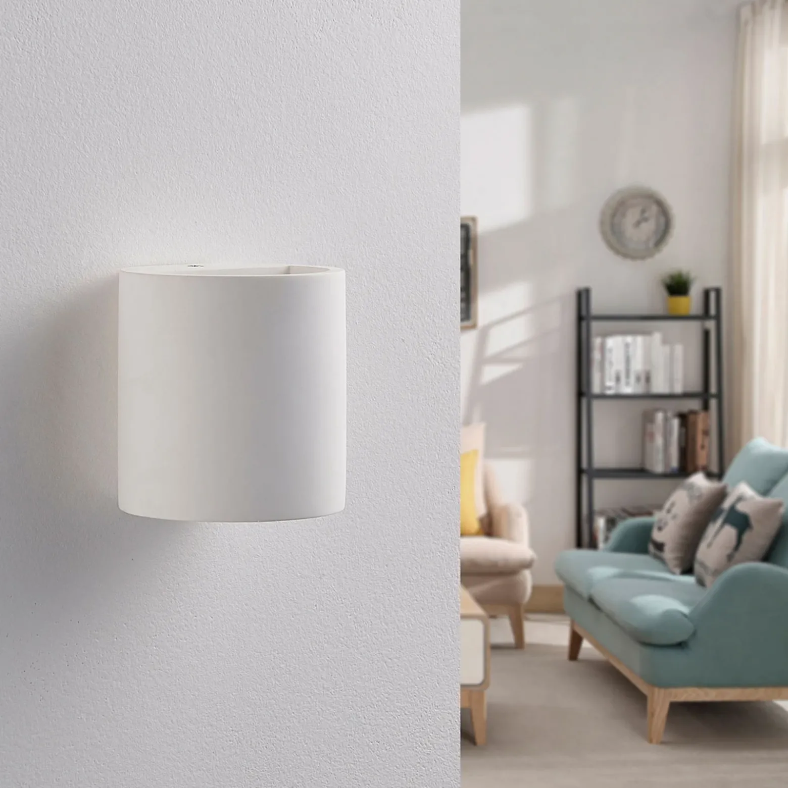 Aplique de pared Lindby Krista, blanco, escayola, arriba/abajo, pintable, G9
