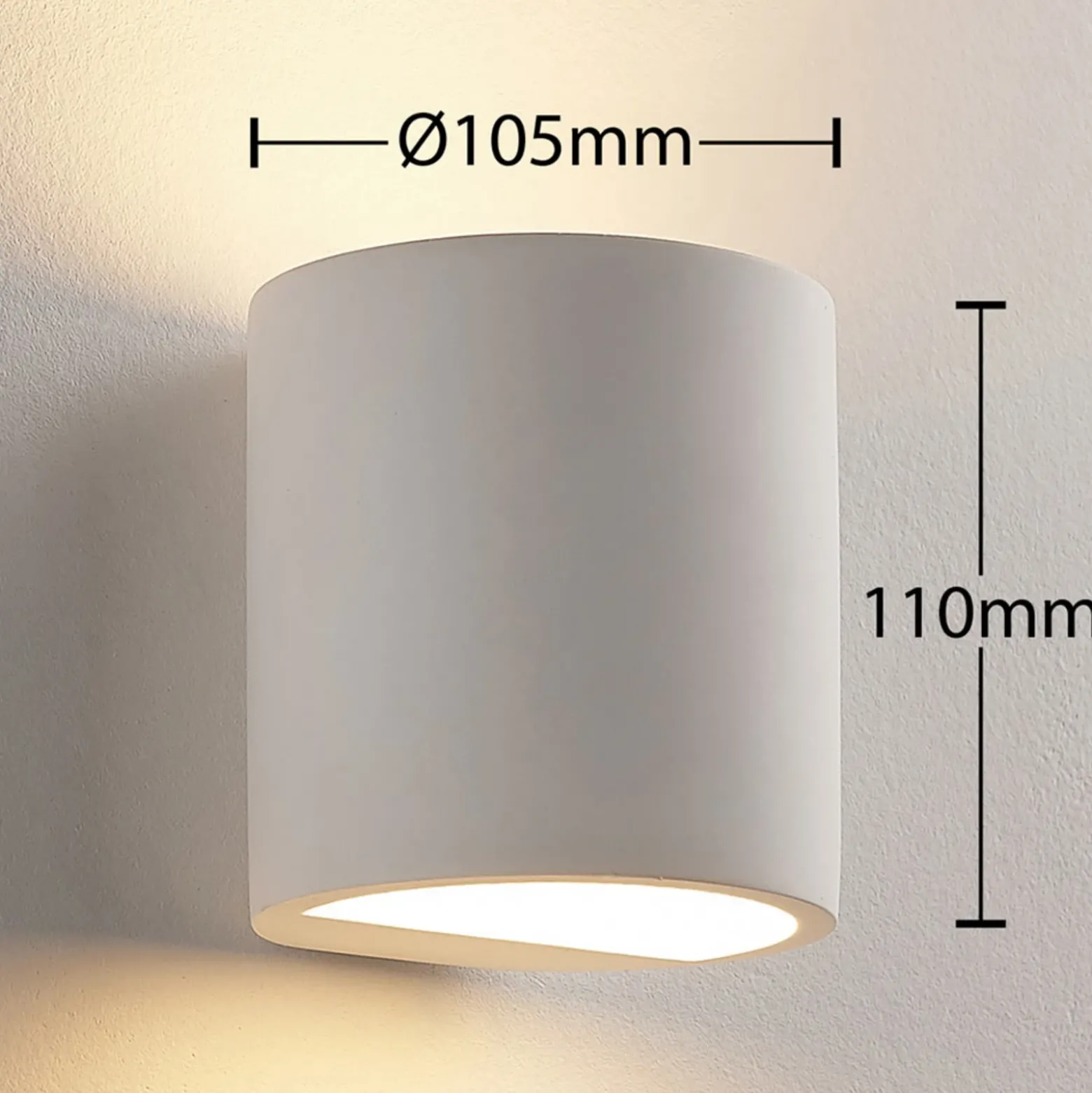 Aplique de pared Lindby Krista, blanco, escayola, arriba/abajo, pintable, G9