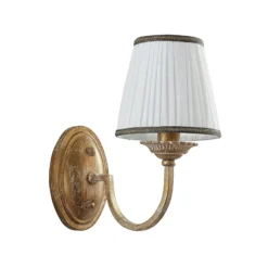 Aplique de pared Lindby Lumiel, crema/latón, textil, 27cm