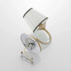 Aplique de pared Lindby Lumiel, crema/latón, textil, 27cm