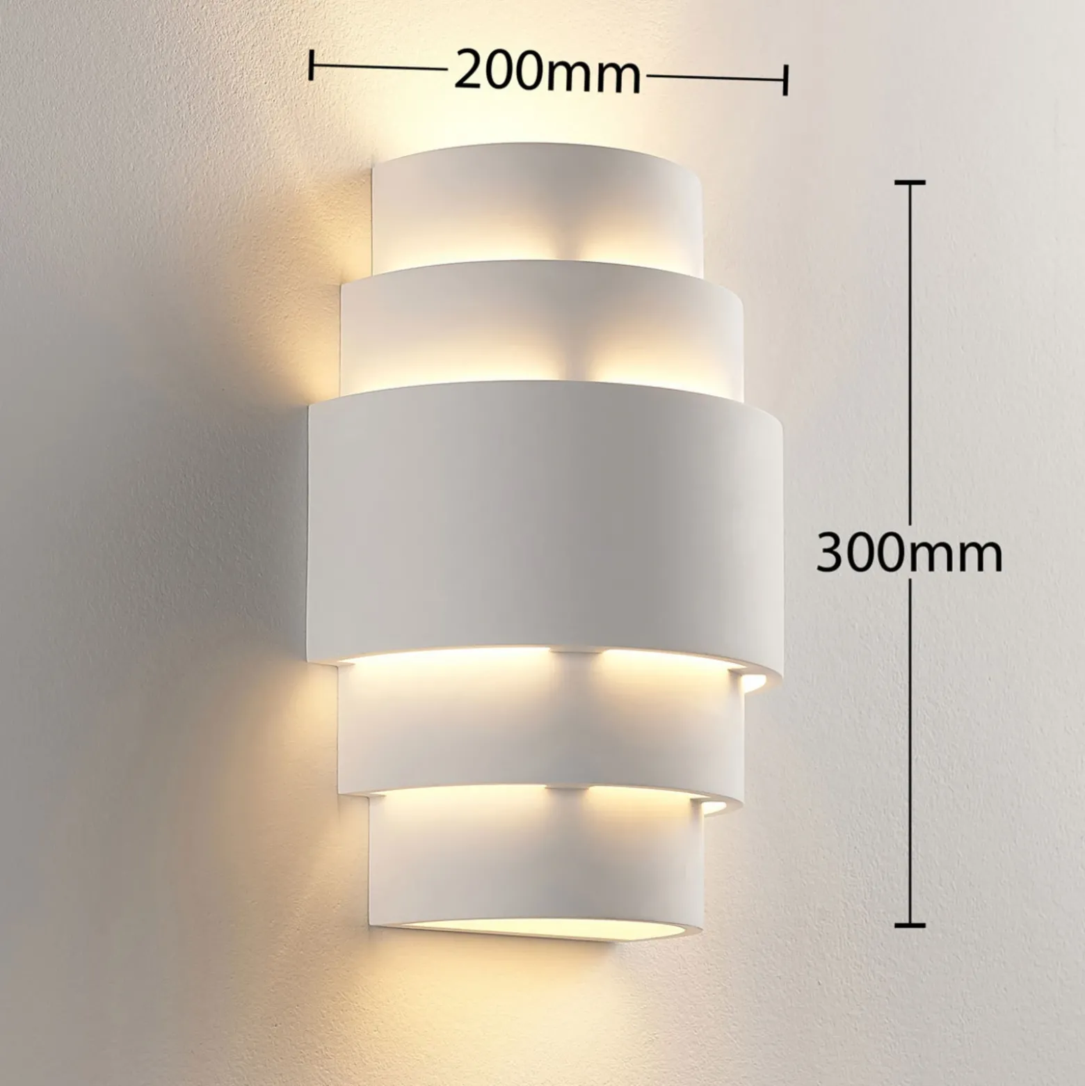 Aplique de pared Lindby Marit, altura 30 cm, blanco, escayola, E14