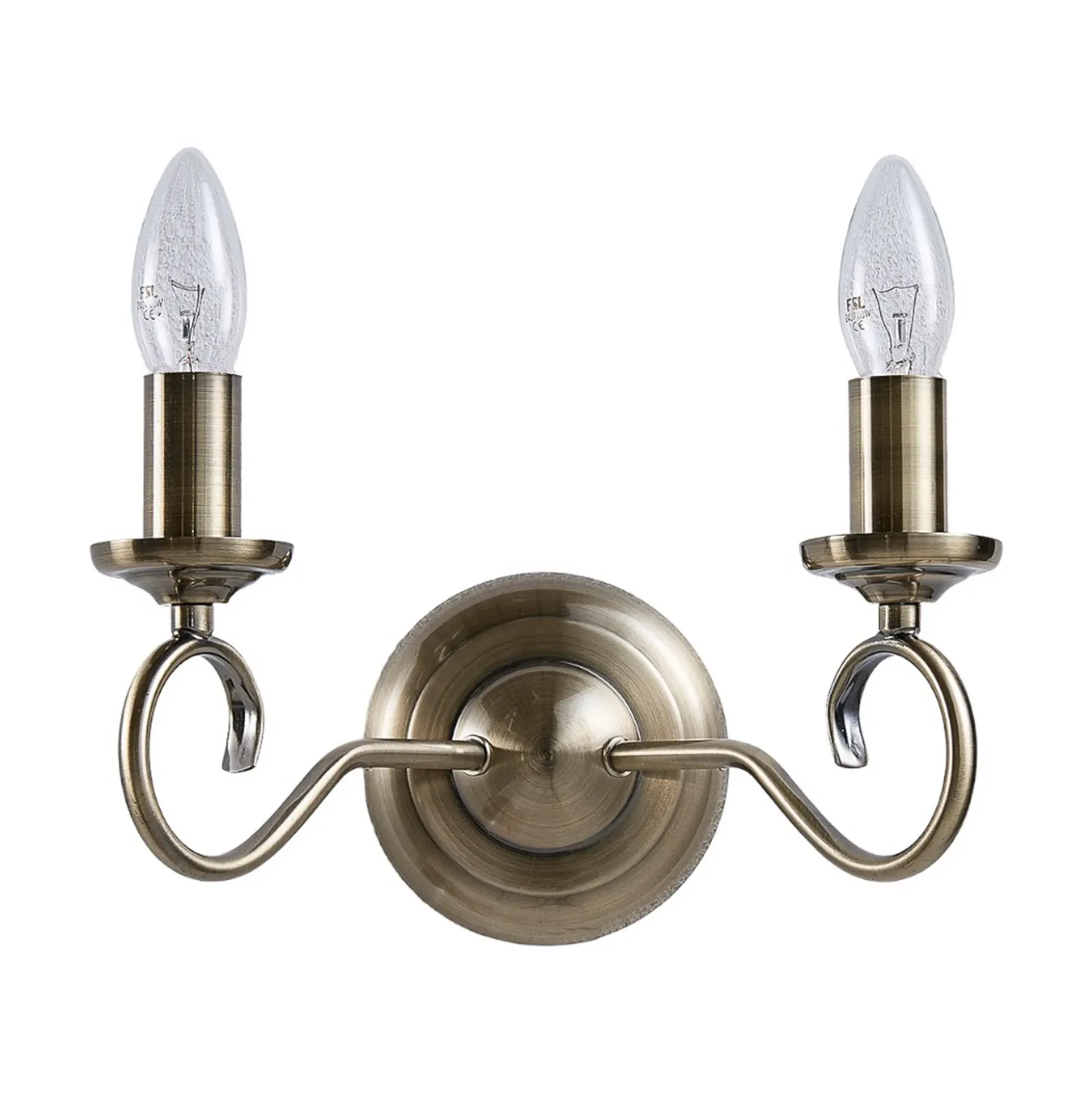 Aplique de pared Lindby Marnia, latón envejecido, 2 luces, 27 cm, E14