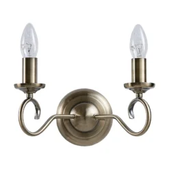 Aplique de pared Lindby Marnia, latón envejecido, 2 luces, 27 cm, E14