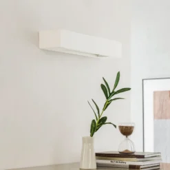 Aplique de pared Lindby Matteo, blanco, escayola, 36 cm, E14, pintable