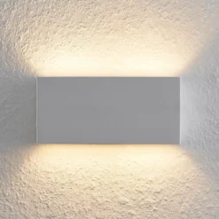 Aplique de pared Lindby Mavora, angular, 25 cm, blanco, escayola, G9