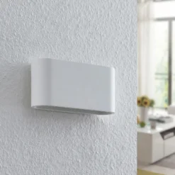 Aplique de pared Lindby Mavora, redondo, 25 cm, blanco, escayola, G9