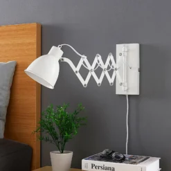 Aplique de pared Lindby Merle, altura 22 cm, blanco, extensible