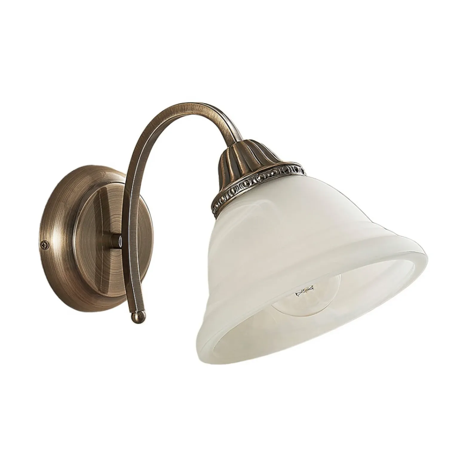 Aplique de pared Lindby Mialina, 20 cm, latón antiguo, metal, cristal