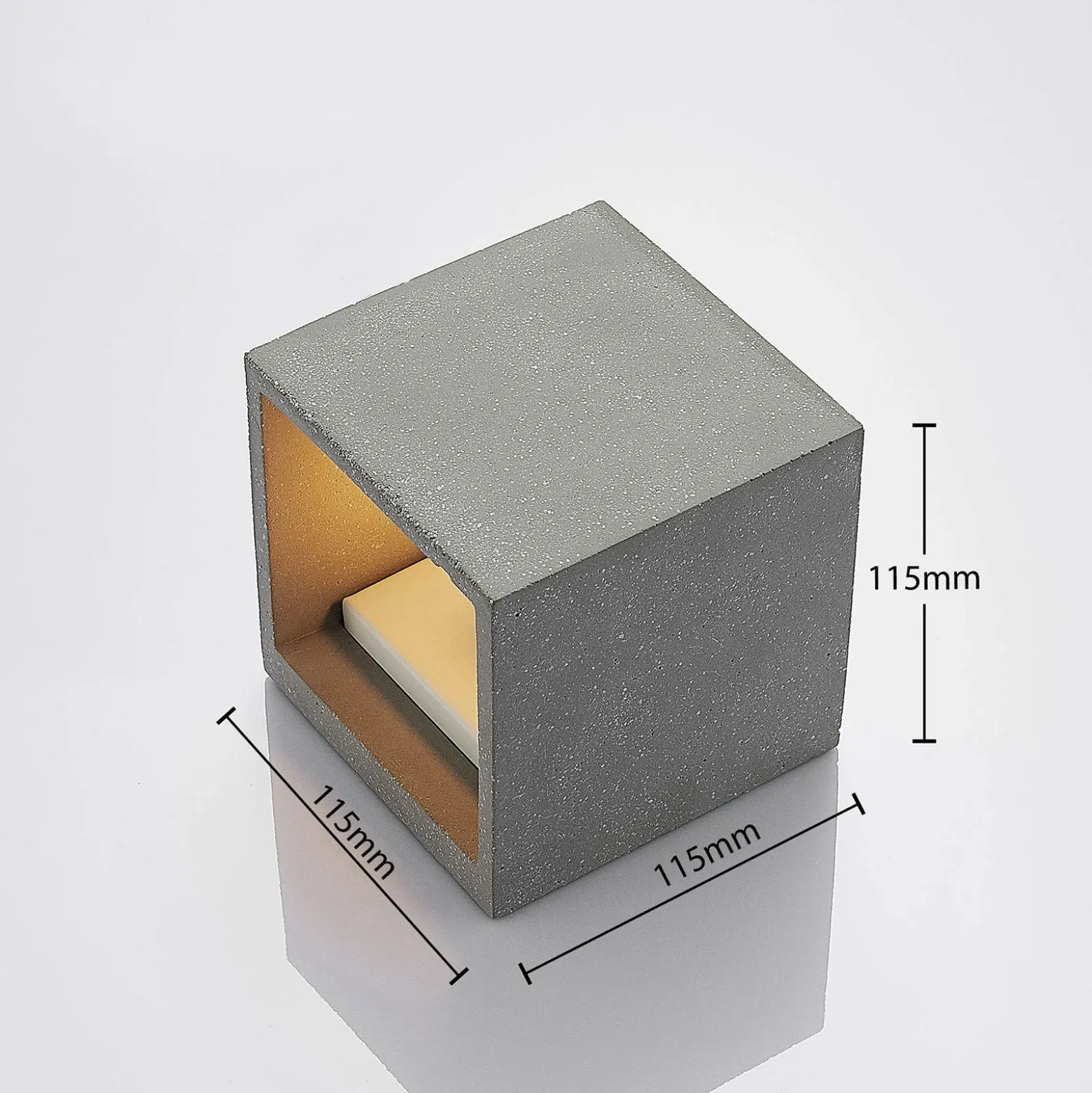 Aplique de pared Lindby Nellie, gris, hormigón, 11,5 cm de ancho