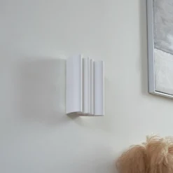 Aplique de pared Lindby Novali, blanco, escayola, arriba/abajo, 26 cm, G9