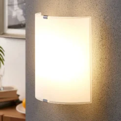 Aplique de pared Lindby Phil, blanco, altura del cristal 21cm, set de 2
