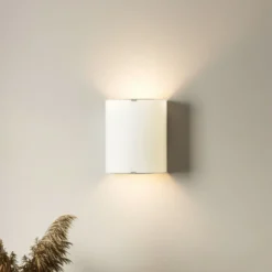 Aplique de pared Lindby «Phil», blanco, cristal, altura 21 cm