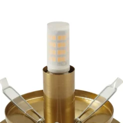 Aplique de pared Lindby Piatra, ámbar/latón, cristal, Ø 16 cm, G9