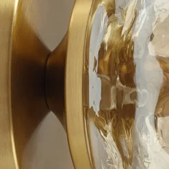Aplique de pared Lindby Piatra, ámbar/latón, cristal, Ø 16 cm, G9