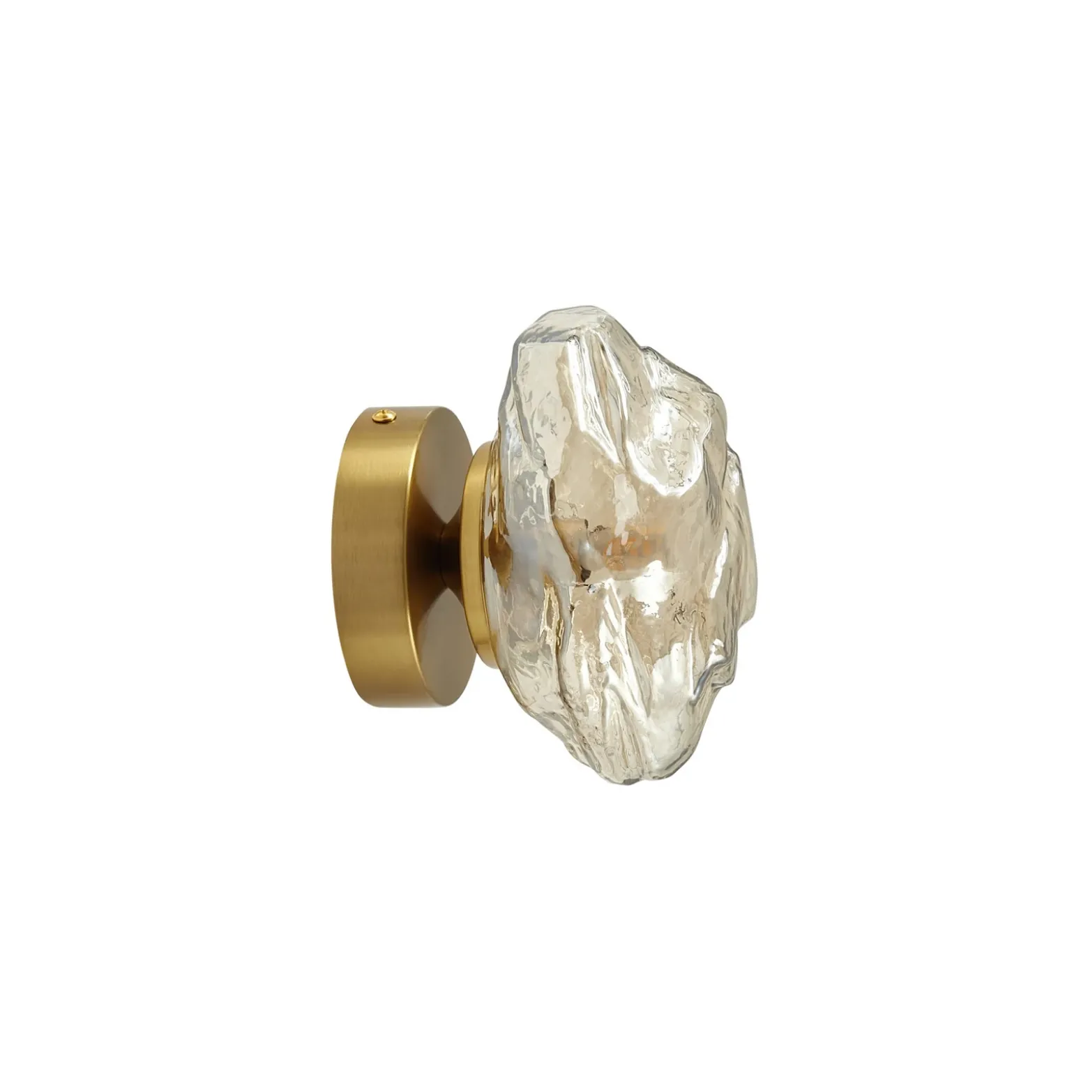 Aplique de pared Lindby Piatra, ámbar/latón, cristal, Ø 16 cm, G9