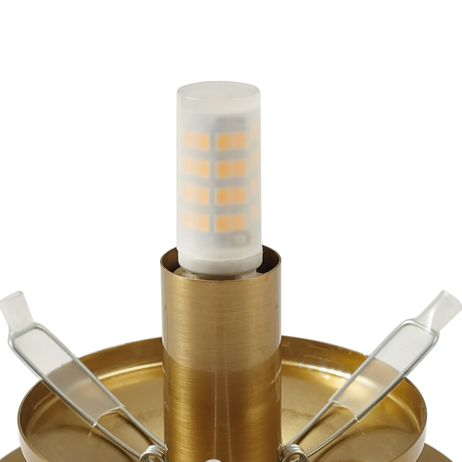 Aplique de pared Lindby Piatra, ámbar/latón, cristal, Ø 16 cm, G9