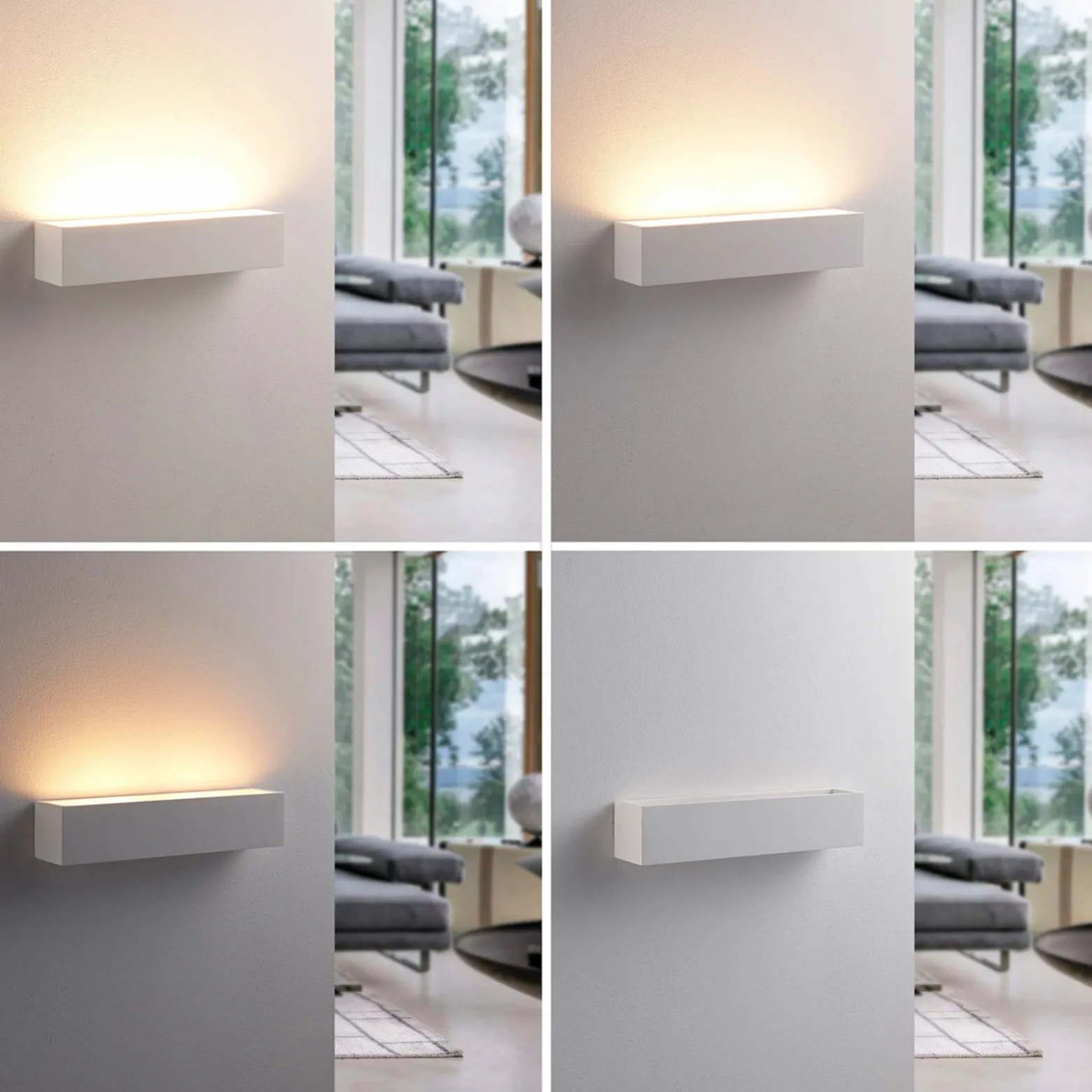 Aplique de pared Lindby Santino, 35 cm, escayola, G9, pintable