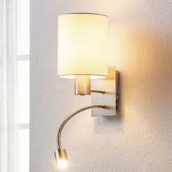 Aplique de pared Lindby Shajan, juego de 2, 29 cm, E27, brazo de lectura LED