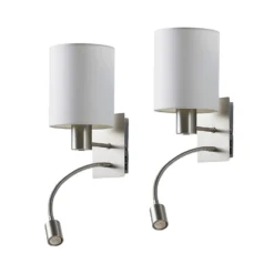 Aplique de pared Lindby Shajan, juego de 2, 29 cm, E27, brazo de lectura LED