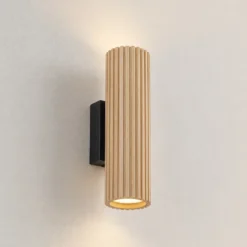 Aplique de pared Lindby Stralino, 2 luces, altura 22 cm, madera