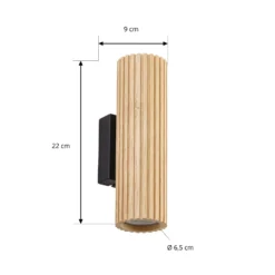 Aplique de pared Lindby Stralino, 2 luces, altura 22 cm, madera