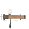 Aplique de pared Lindby Sverina, 40 cm, madera, enchufe, E27