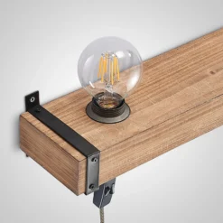 Aplique de pared Lindby Sverina, 40 cm, madera, enchufe, E27