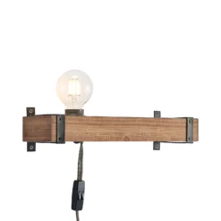 Aplique de pared Lindby Sverina, 40 cm, madera, enchufe, E27