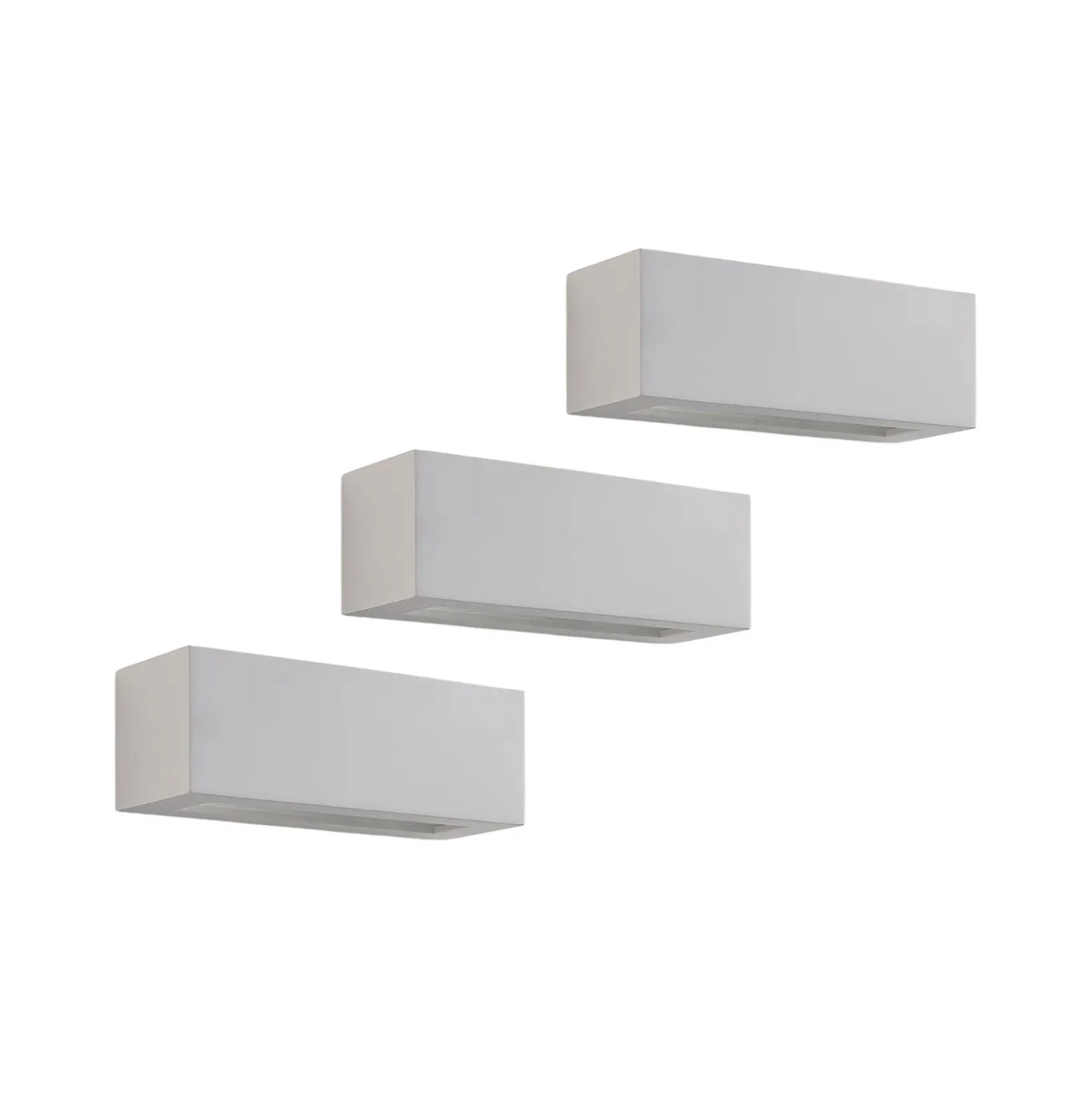 Aplique de pared Lindby Tjada, 22 cm, blanco, escayola, G9, pintable, 3 unidades