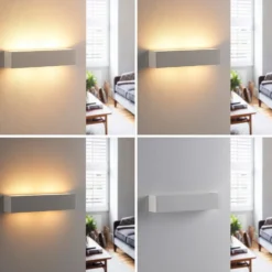Aplique de pared Lindby Tjada, 35 cm, blanco, escayola, G9, pintable