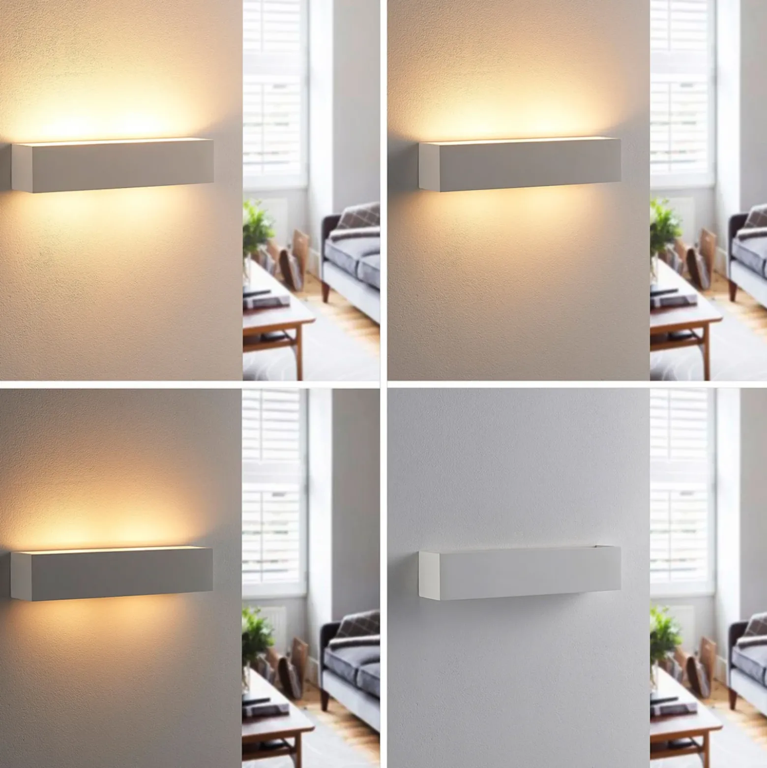 Aplique de pared Lindby Tjada, 35 cm, blanco, escayola, G9, pintable