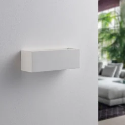 Aplique de pared Lindby Tjada, 22 cm, blanco, escayola, G9, pintable