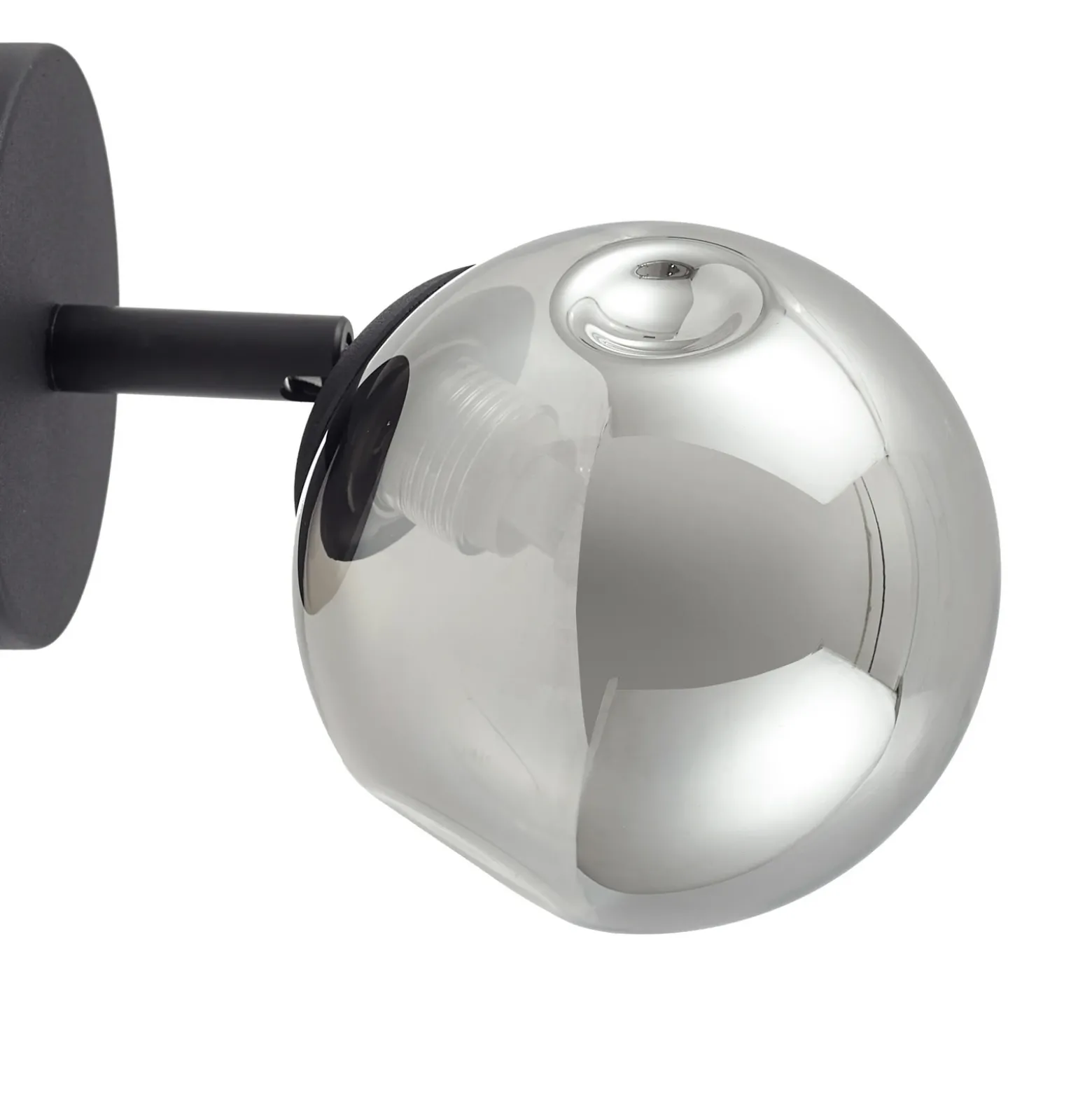 Aplique de pared Lindby Valentina, gris/negro, cristal, Ø 10 cm