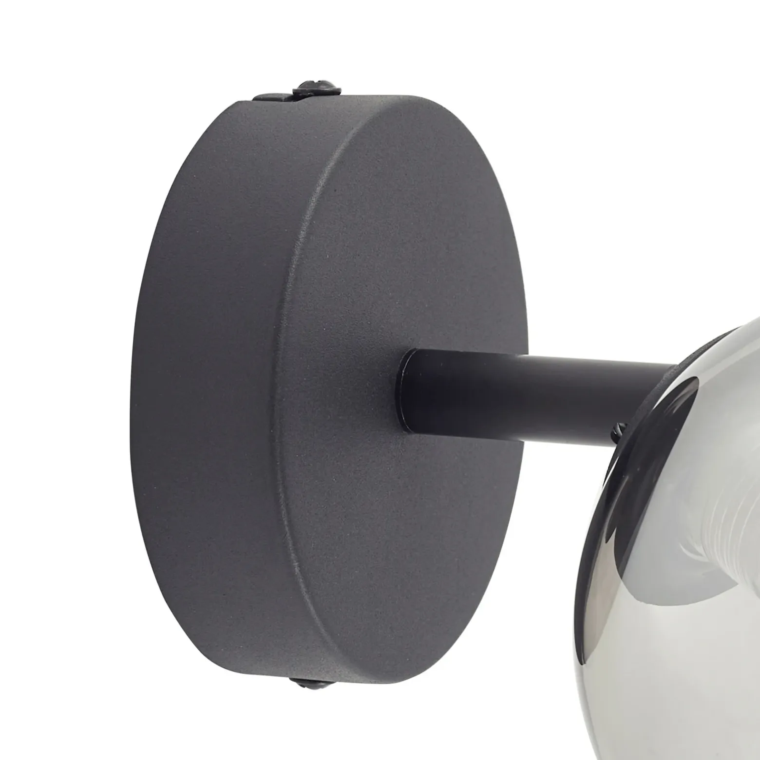 Aplique de pared Lindby Valentina, gris/negro, cristal, Ø 10 cm