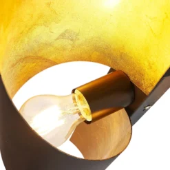 Aplique de pared Lindby Vanni, negro/oro, metal, altura 57cm