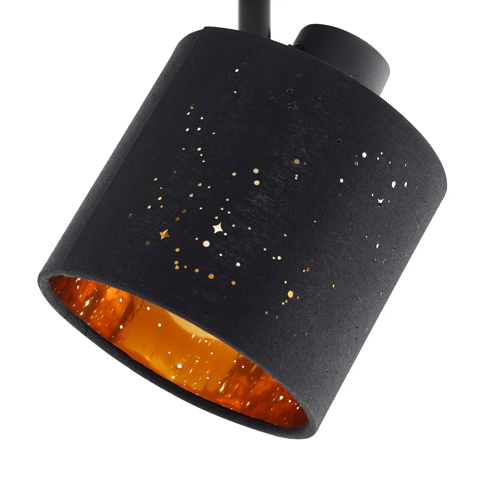 Aplique de pared Lindby Vasilia, Ø 12 cm, negro/oro, tela